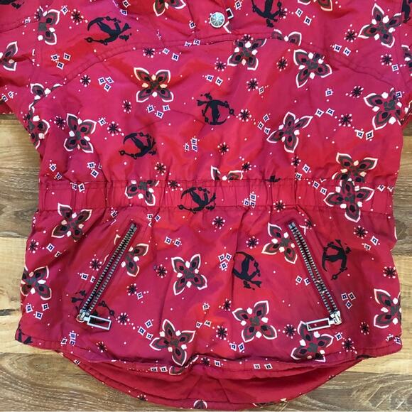 L.L. Bean Kids Vintage Hooded Ski Jacket Red Bandana Pocket Size 10-12 - Picture 3 of 13